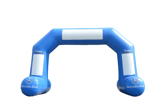 Op maat gemaakte maatwerk opblaasbare start en finish boog voor Mercedes Gomes